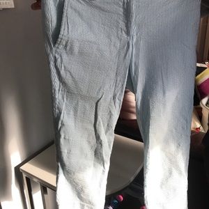 Blue and white striped pants